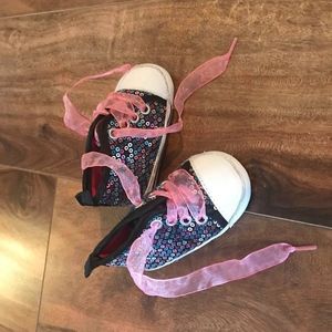 3-6 months black / white soft sole sequin shoes